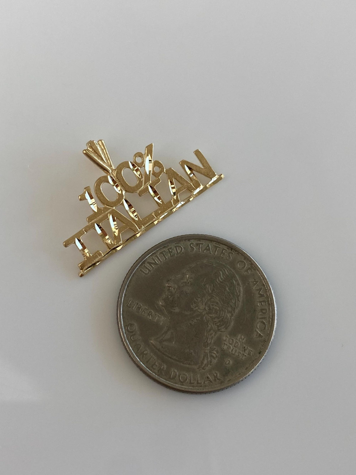Vintage Solid 14k Yellow Gold Diamond Cut '100% Italian' Charm