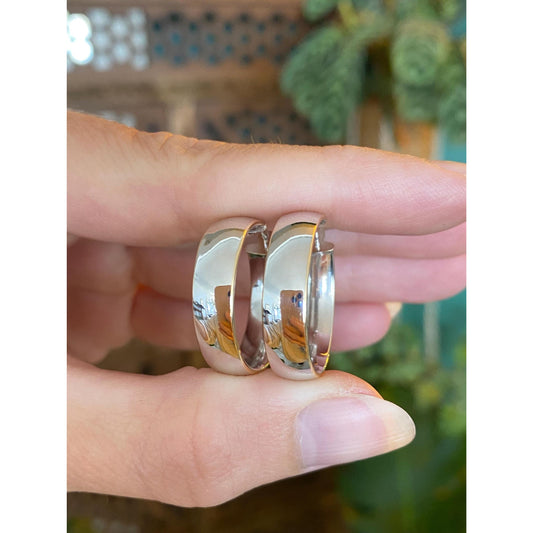 Vintage 14k White & Yellow Gold Hoop Earrings