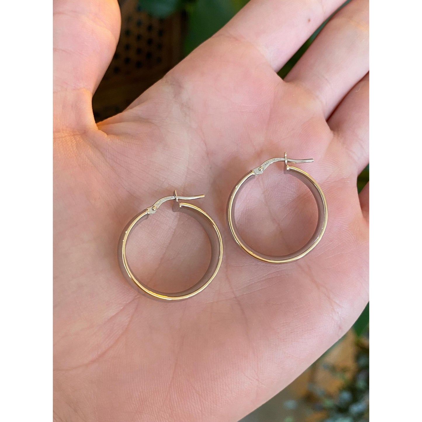 Vintage 14k White & Yellow Gold Hoop Earrings