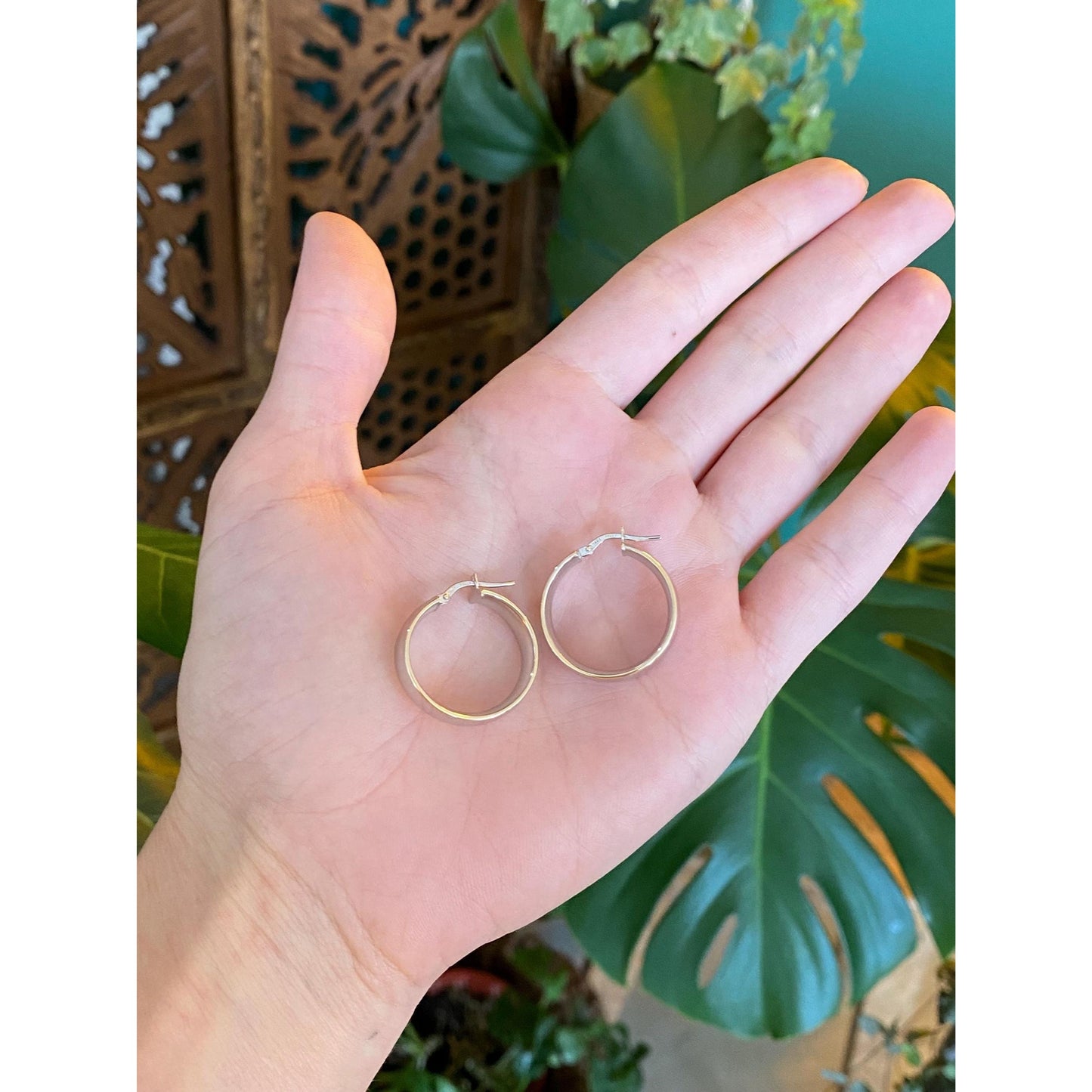 Vintage 14k White & Yellow Gold Hoop Earrings