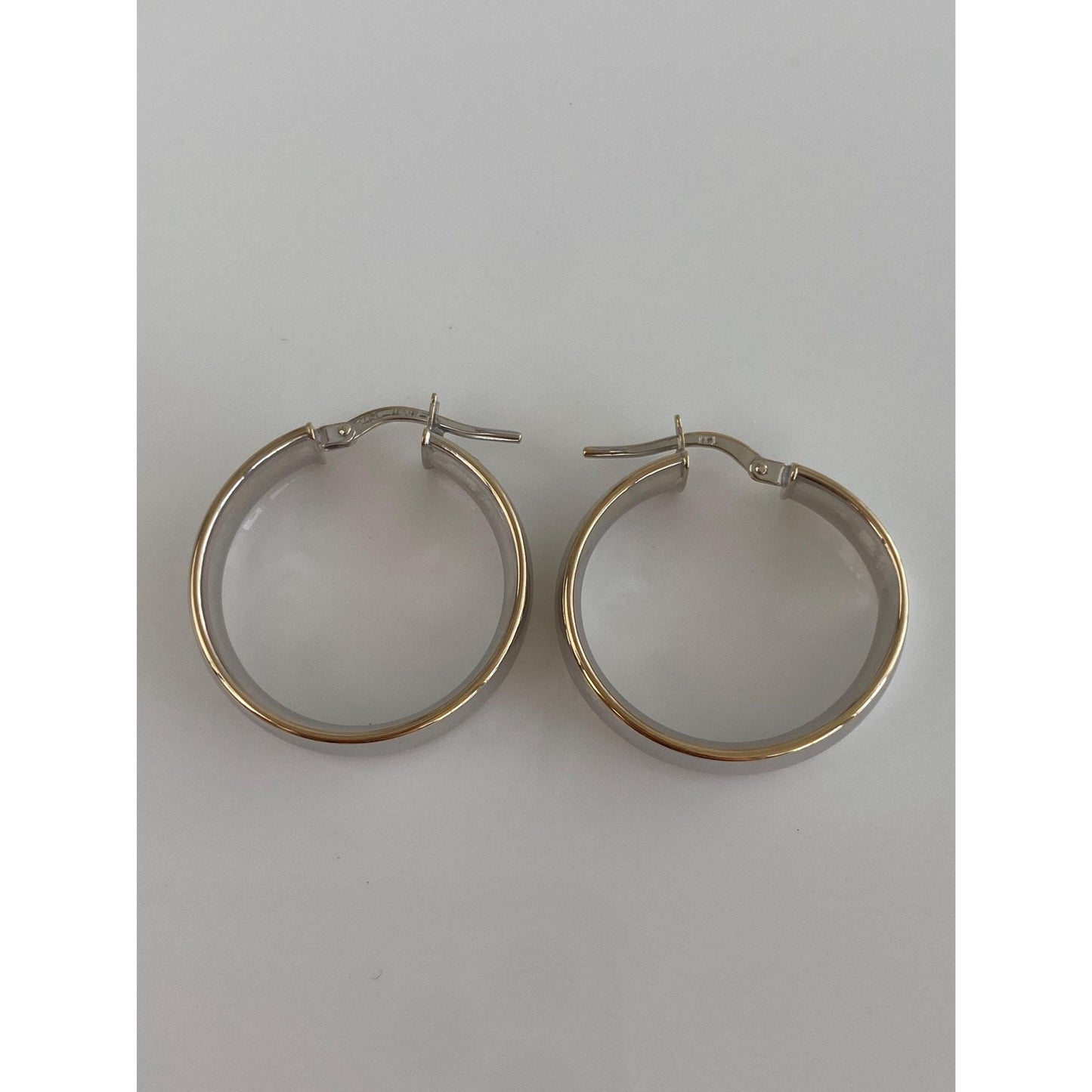 Vintage 14k White & Yellow Gold Hoop Earrings