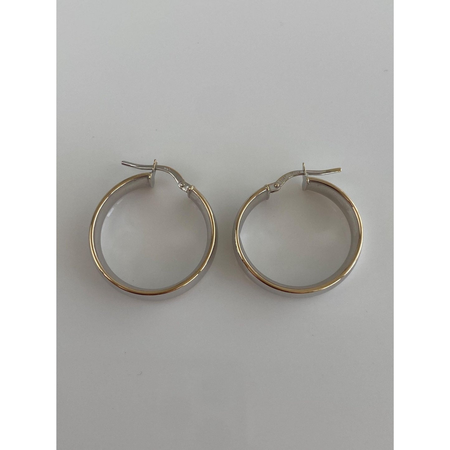 Vintage 14k White & Yellow Gold Hoop Earrings