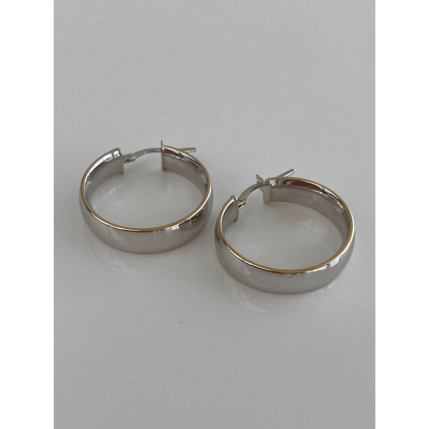 Vintage 14k White & Yellow Gold Hoop Earrings