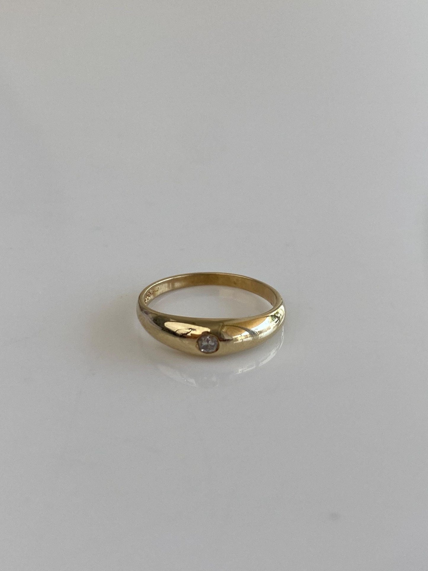 Vintage Solid 14k Yellow Gold Diamond Tapered Baby Ring Band - Size 2