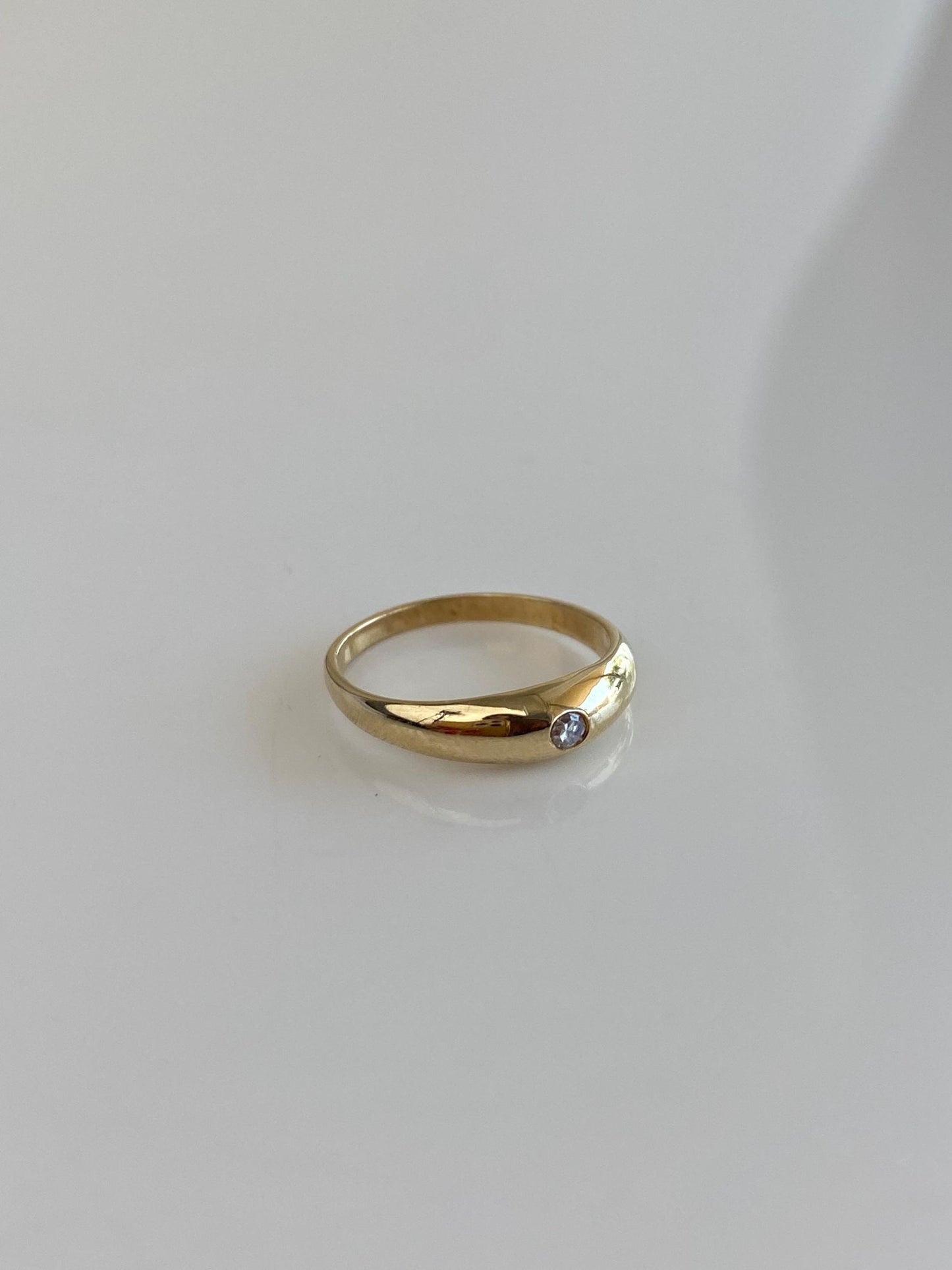 Vintage Solid 14k Yellow Gold Diamond Tapered Baby Ring Band - Size 2