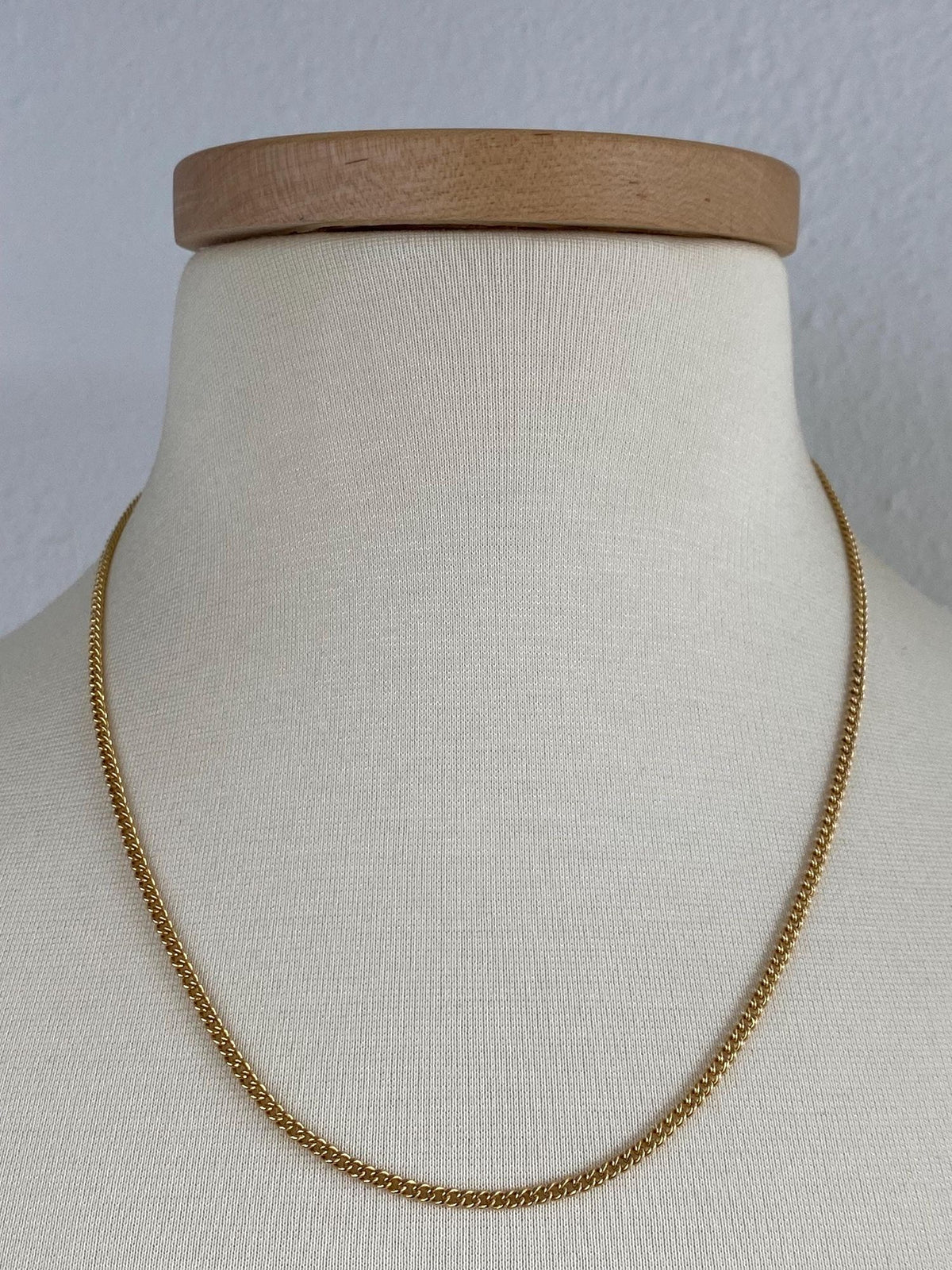 Vintage Solid 18k Yellow Gold Curb Chain Necklace - 20 inches