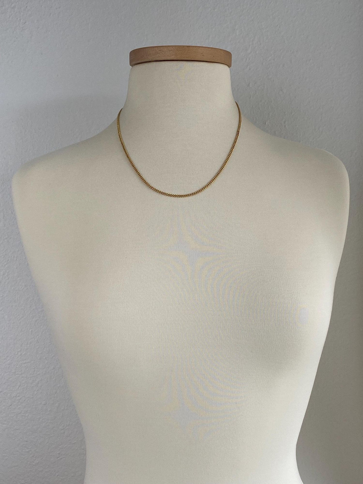 Vintage Solid 18k Yellow Gold Curb Chain Necklace - 20 inches