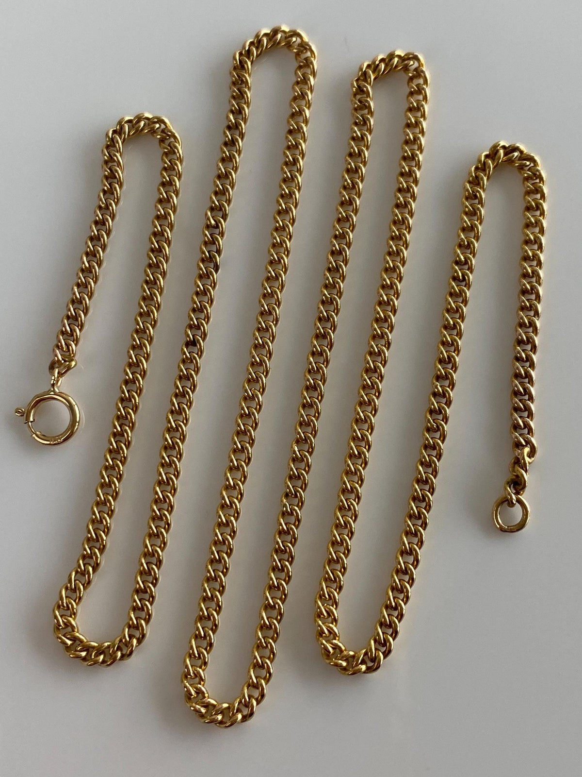 Vintage Solid 18k Yellow Gold Curb Chain Necklace - 20 inches