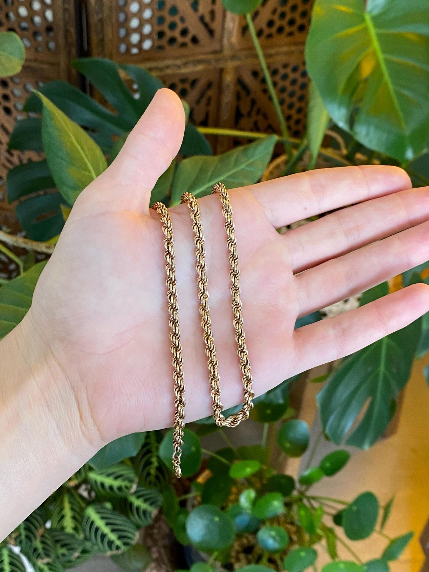 Vintage 14k Yellow Gold Rope Chain Necklace - 18.5 inches
