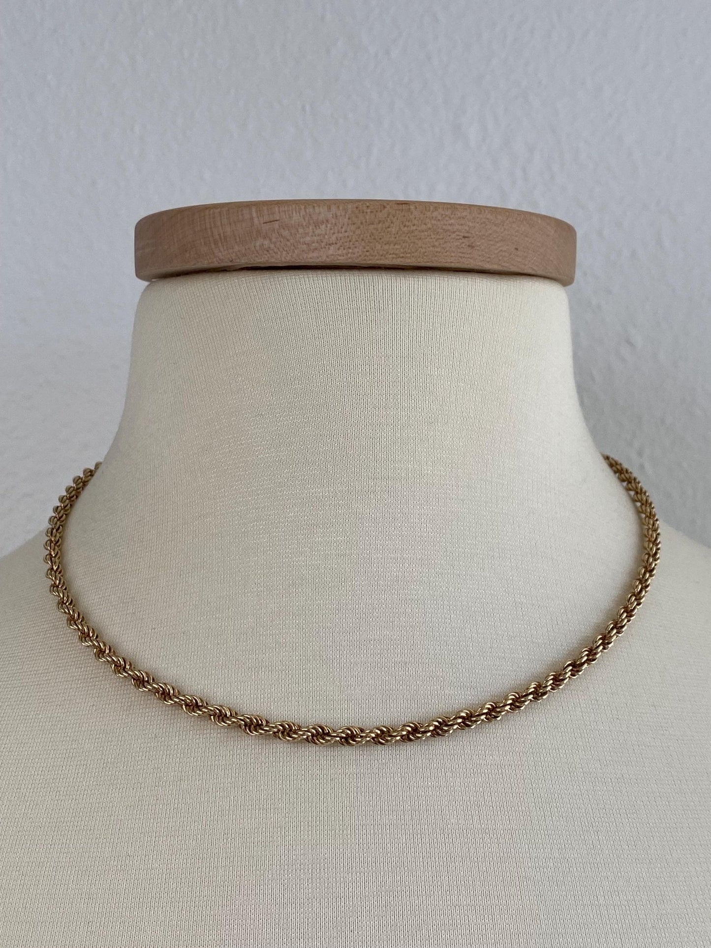 Vintage 14k Yellow Gold Rope Chain Necklace - 18.5 inches