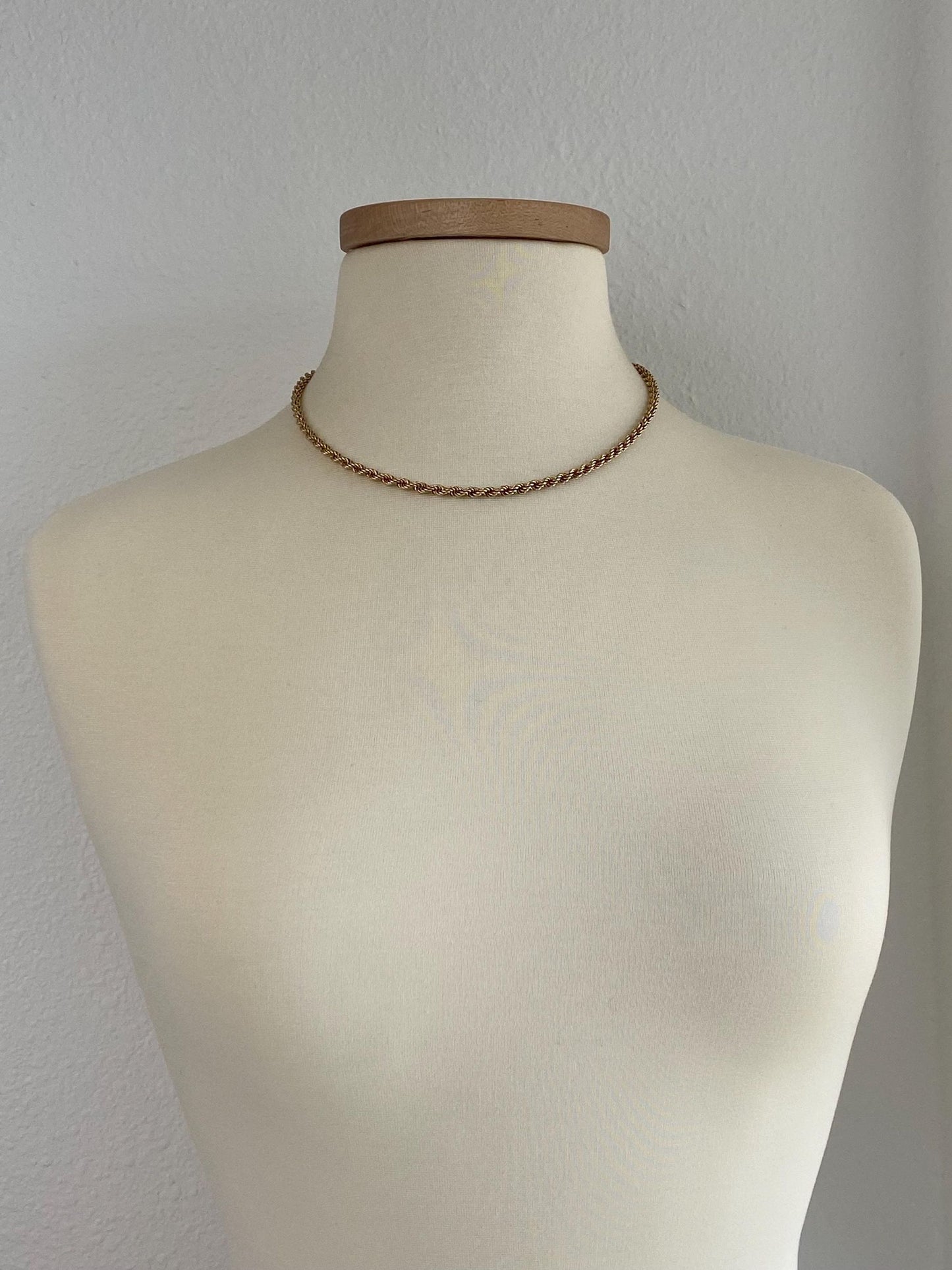 Vintage 14k Yellow Gold Rope Chain Necklace - 18.5 inches
