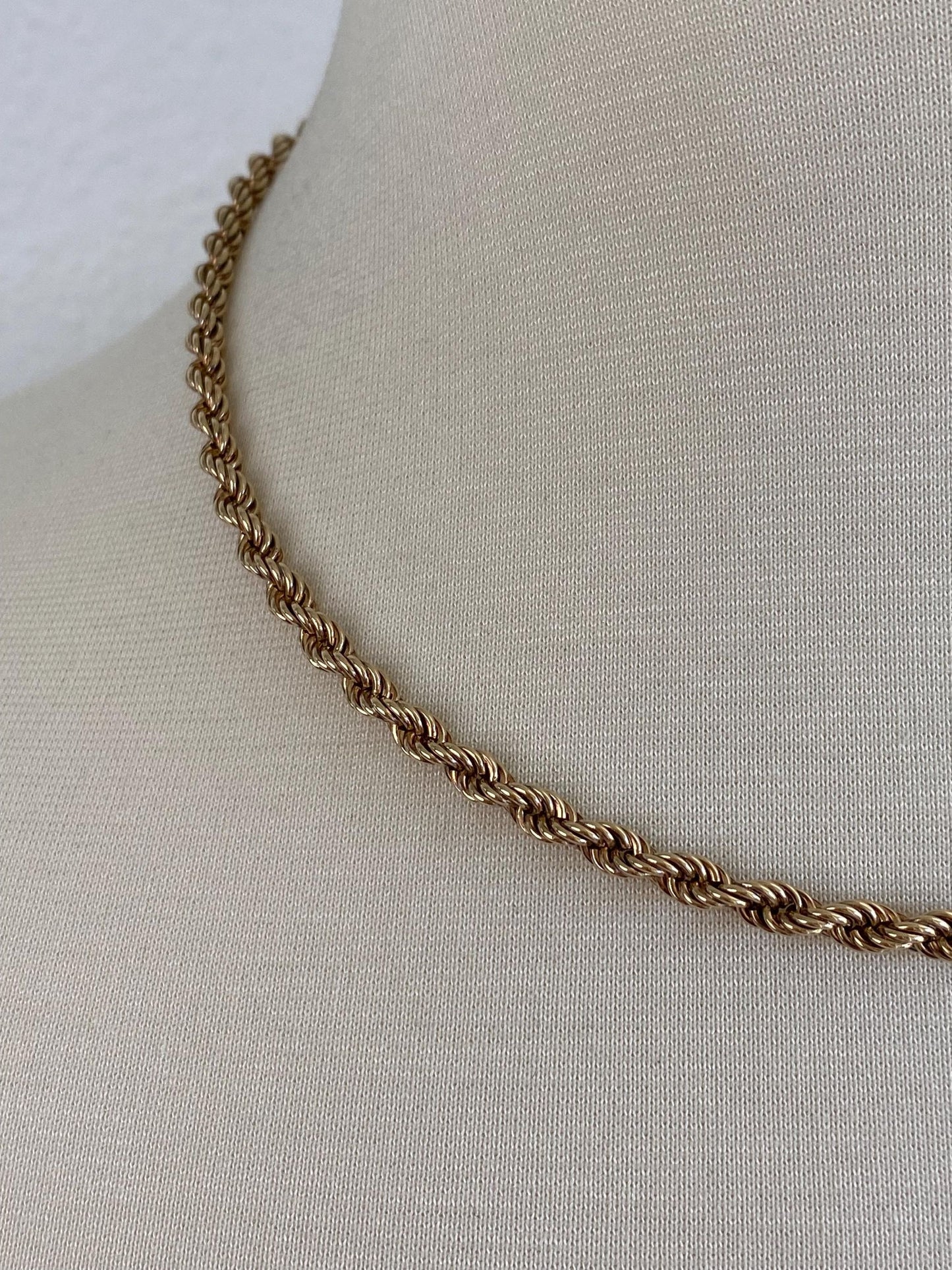 Vintage 14k Yellow Gold Rope Chain Necklace - 18.5 inches