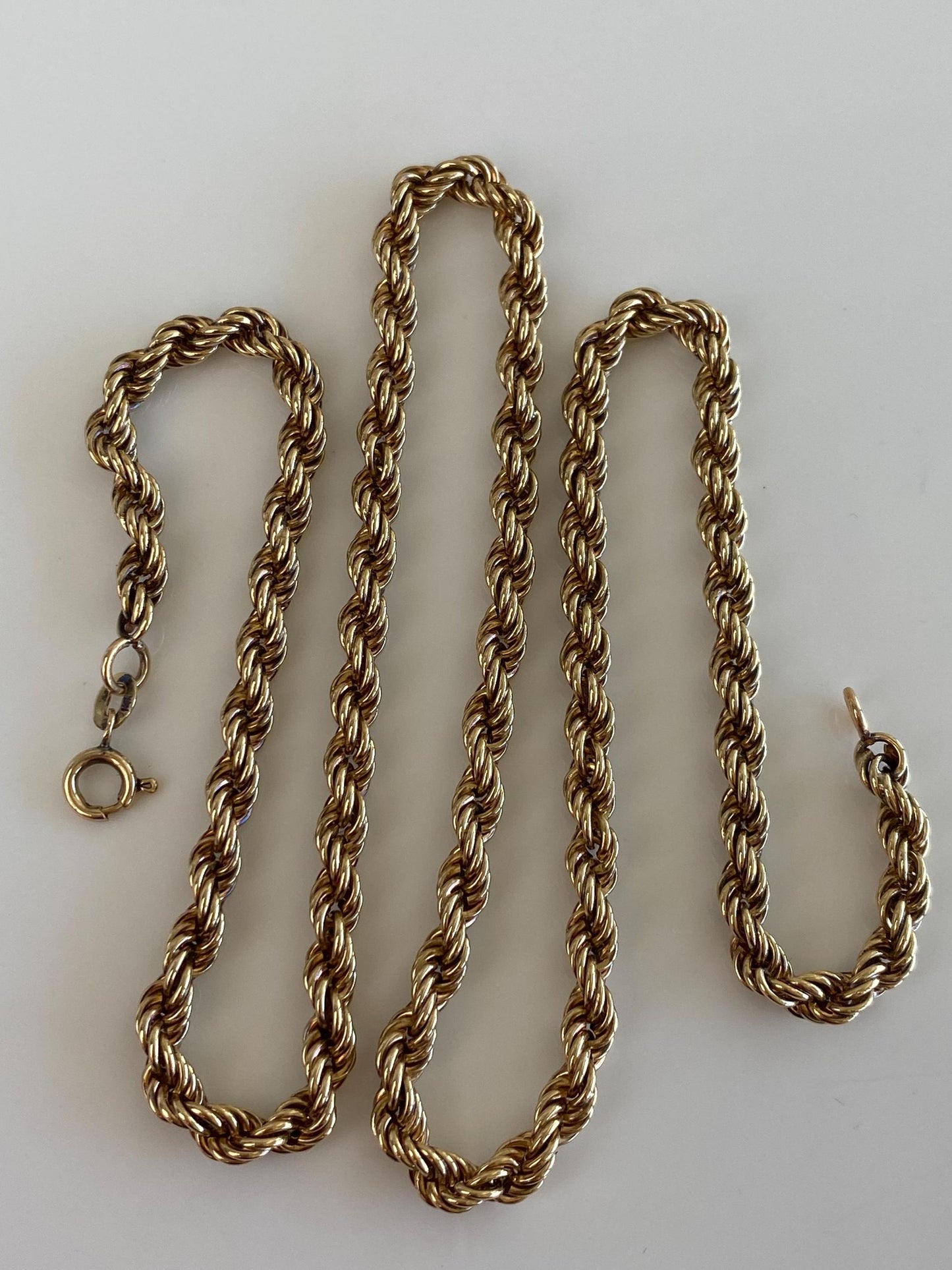 Vintage 14k Yellow Gold Rope Chain Necklace - 18.5 inches