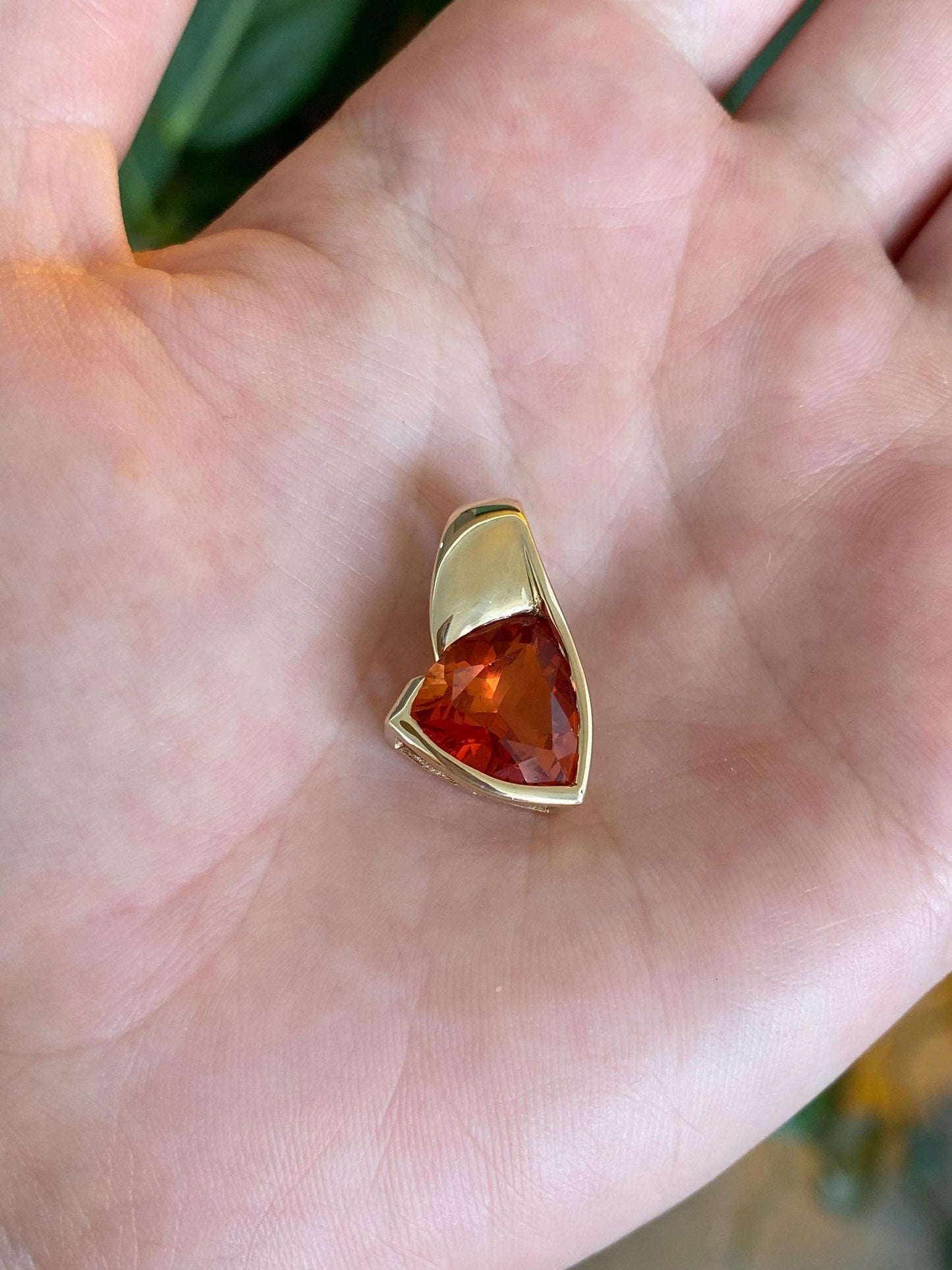 Vintage Solid 10k Yellow Gold Orange Sapphire Charm