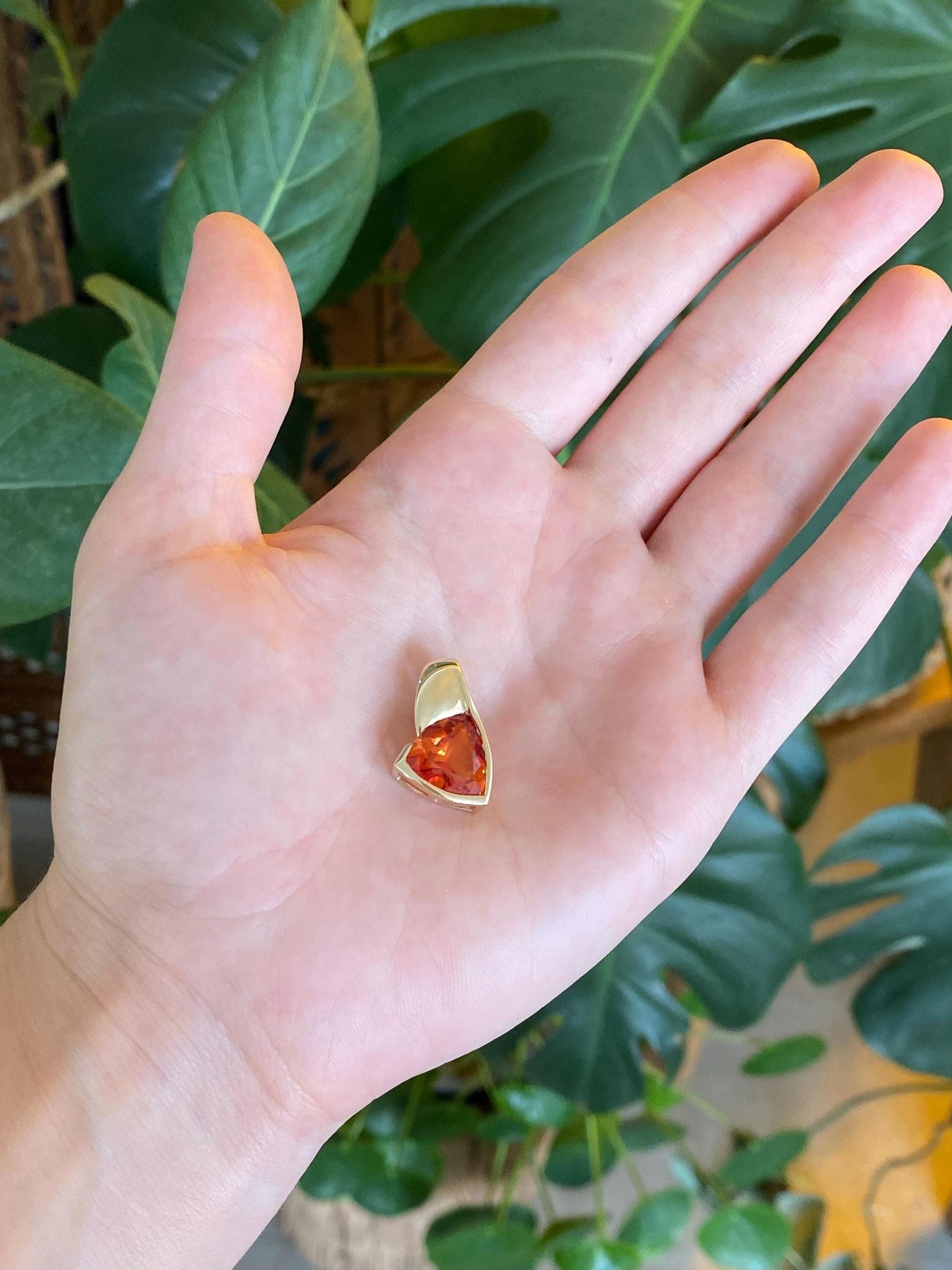 Vintage Solid 10k Yellow Gold Orange Sapphire Charm