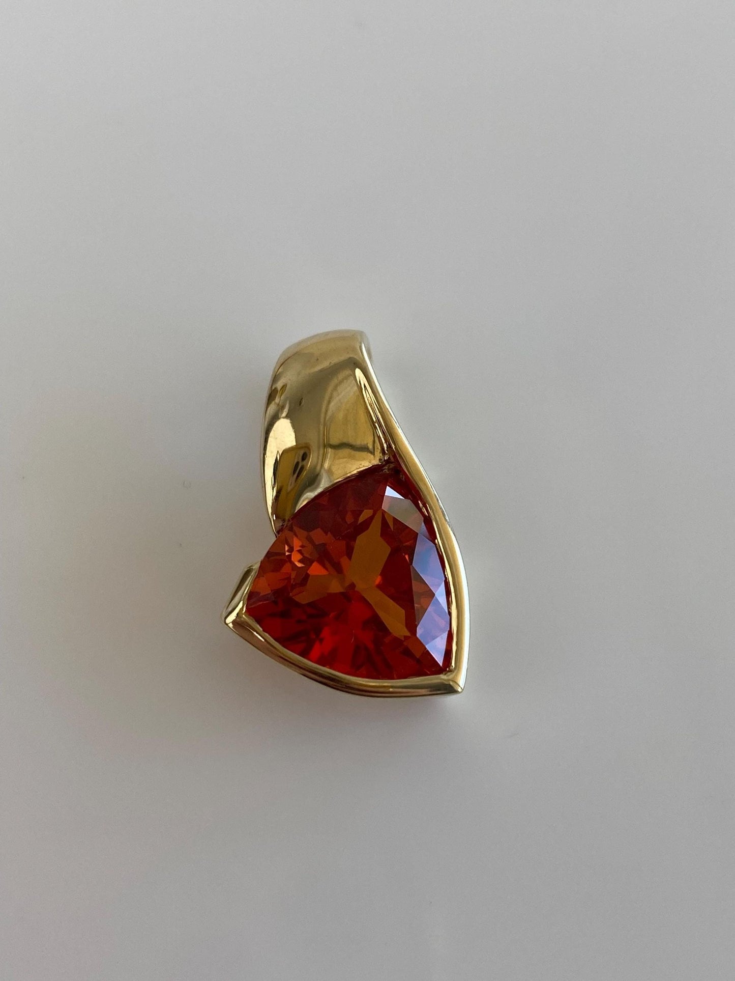 Vintage Solid 10k Yellow Gold Orange Sapphire Charm