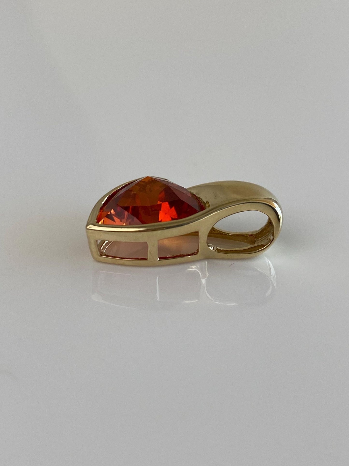 Vintage Solid 10k Yellow Gold Orange Sapphire Charm