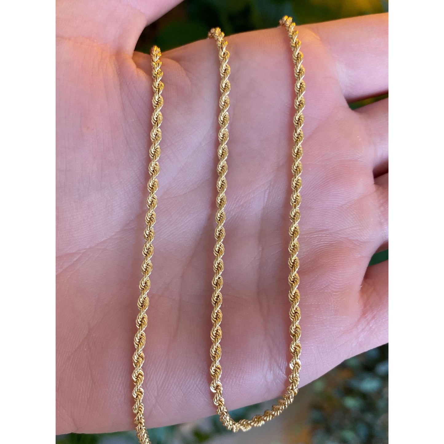 Vintage Solid 14k Yellow Gold Long Rope Chain Necklace - 24 inches