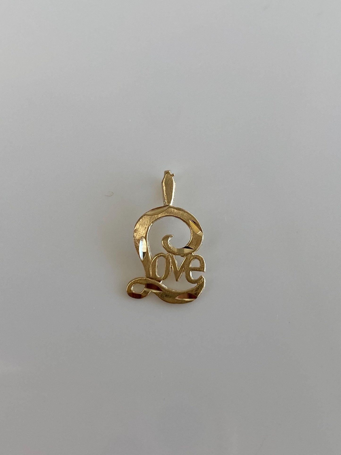 Vintage Solid 14k Yellow Gold Diamond Cut Love Charm