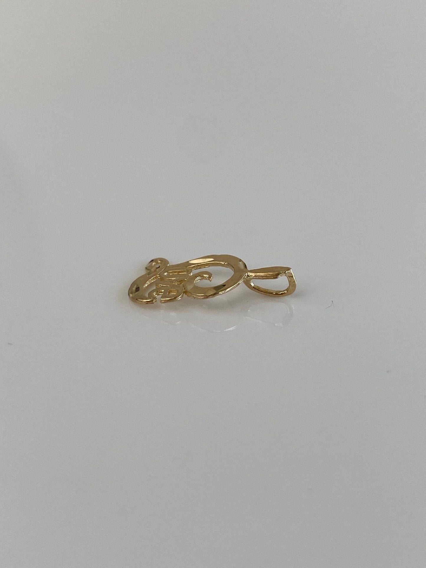 Vintage Solid 14k Yellow Gold Diamond Cut Love Charm