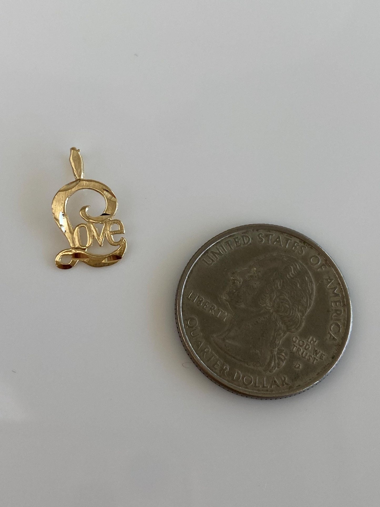 Vintage Solid 14k Yellow Gold Diamond Cut Love Charm