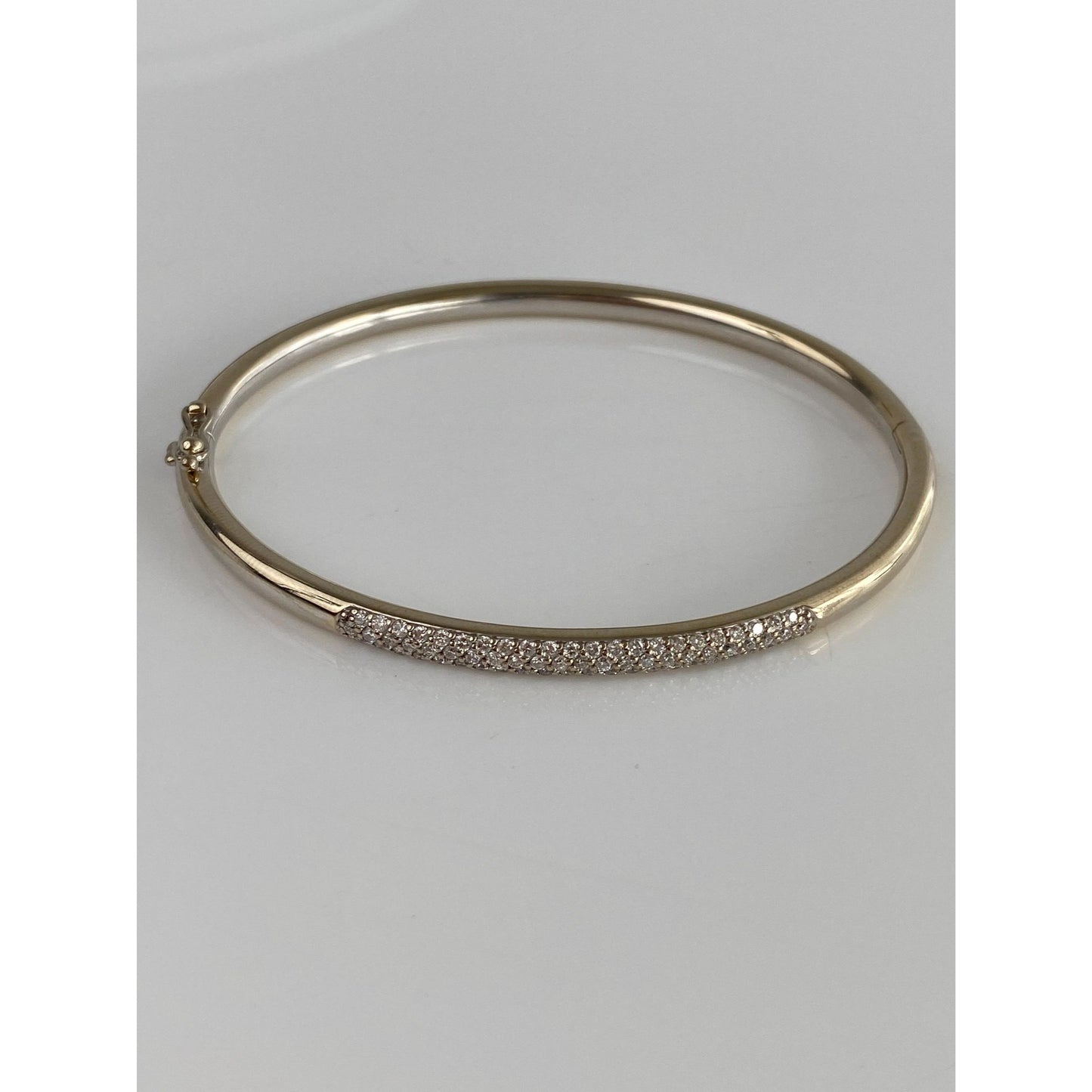 Vintage Solid 14k Yellow Gold Diamond Bangle Bracelet