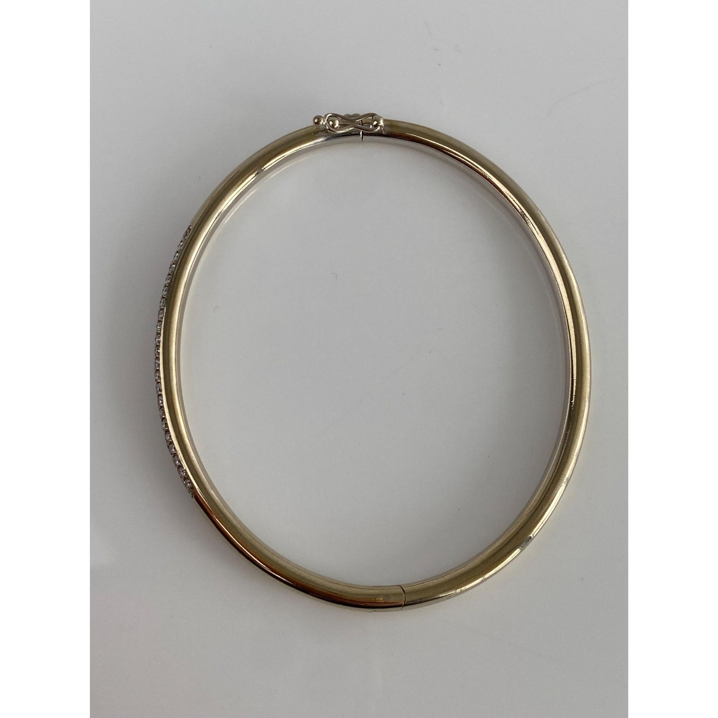 Vintage Solid 14k Yellow Gold Diamond Bangle Bracelet