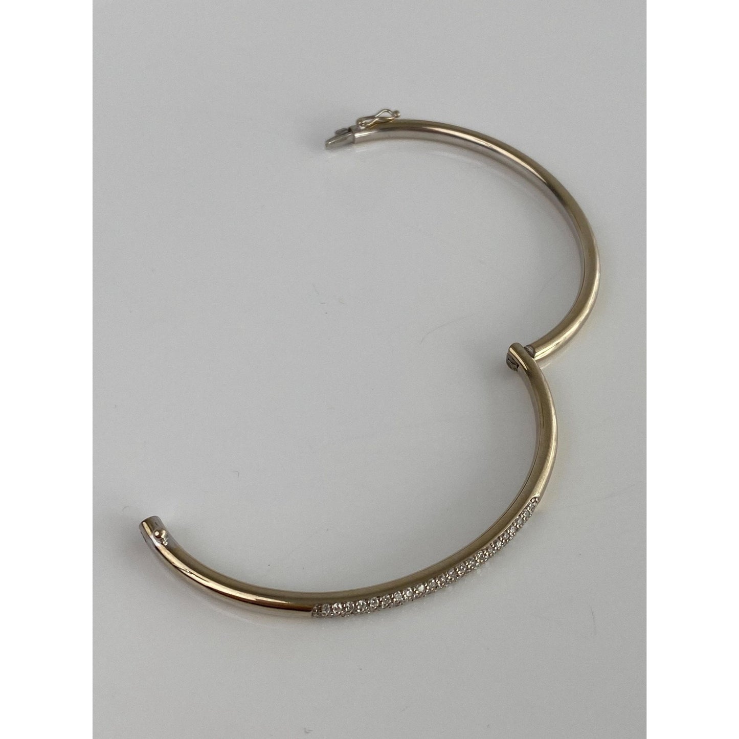 Vintage Solid 14k Yellow Gold Diamond Bangle Bracelet