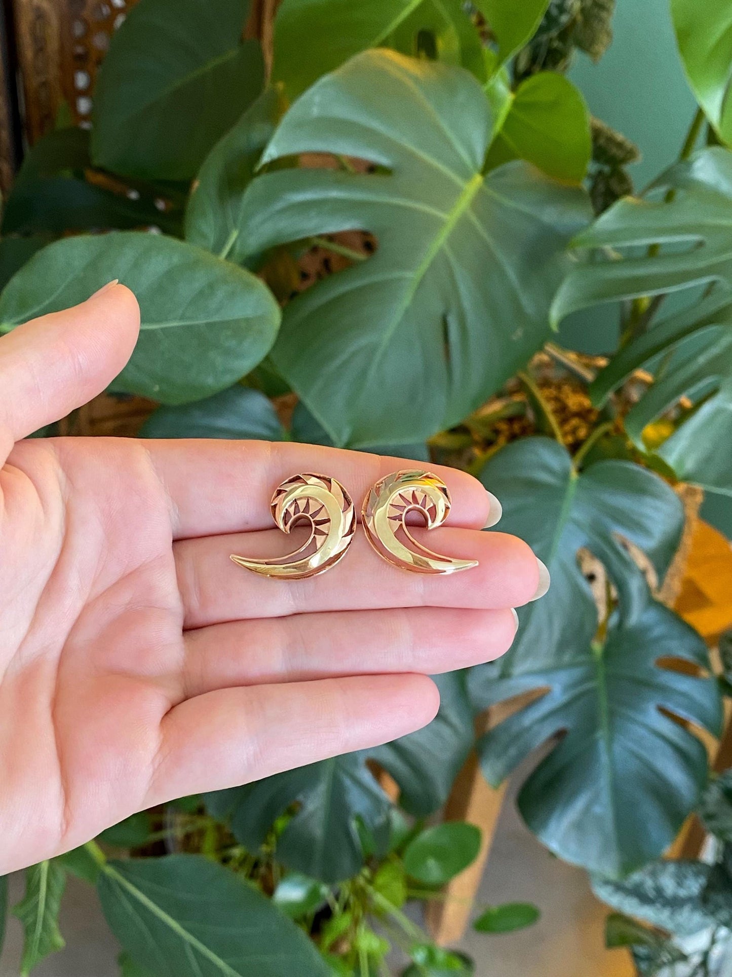 Vintage Solid 18k Rose & Yellow Gold Spiral Drop Earrings