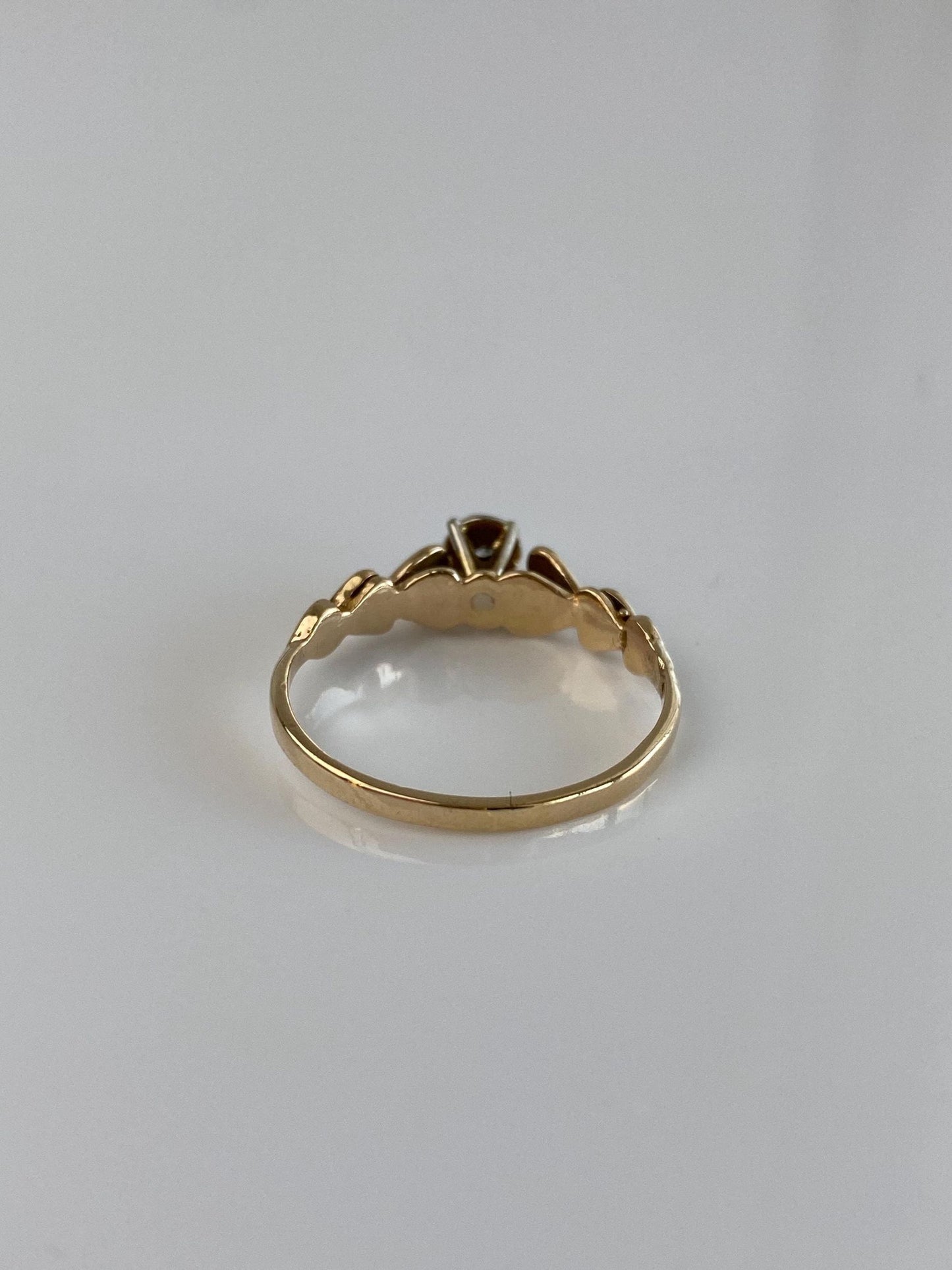 Vintage Solid 10k Yellow Gold Diamond Hearts Ring - Size 5.75