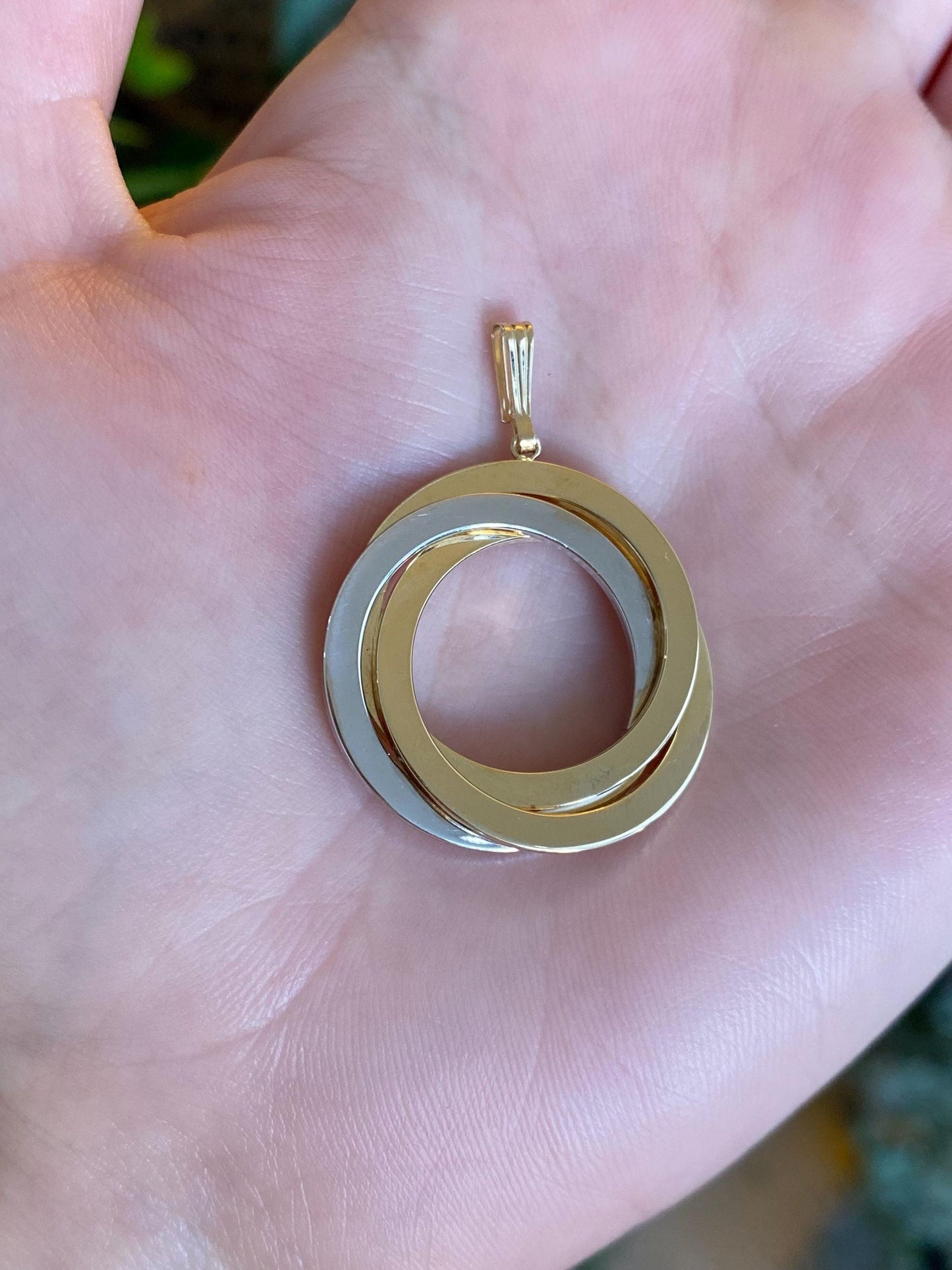 Vintage 14k White & Yellow Gold Circles Charm