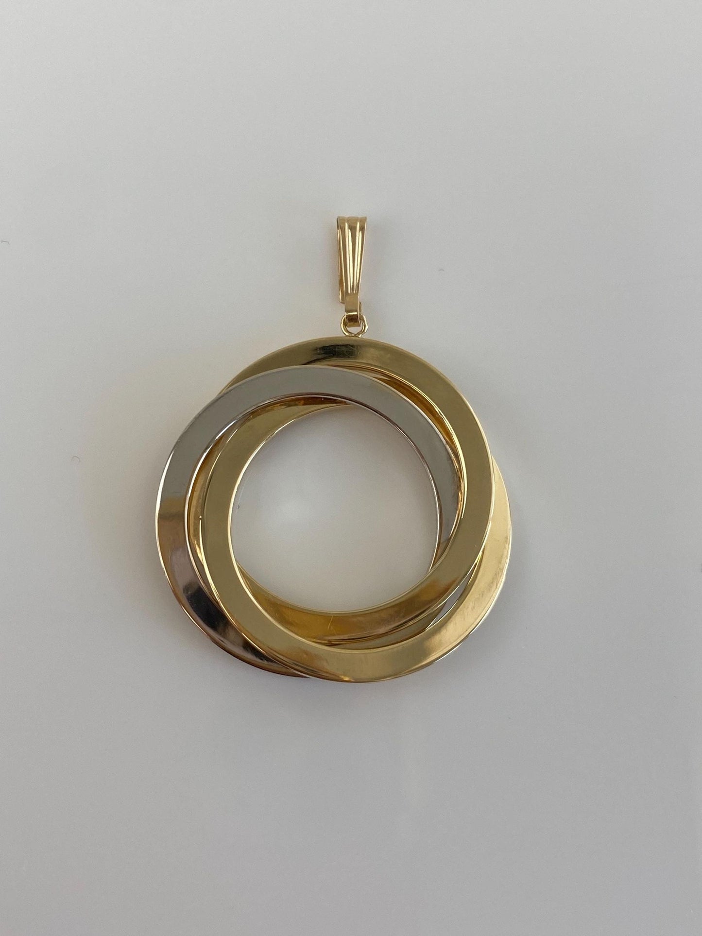Vintage 14k White & Yellow Gold Circles Charm