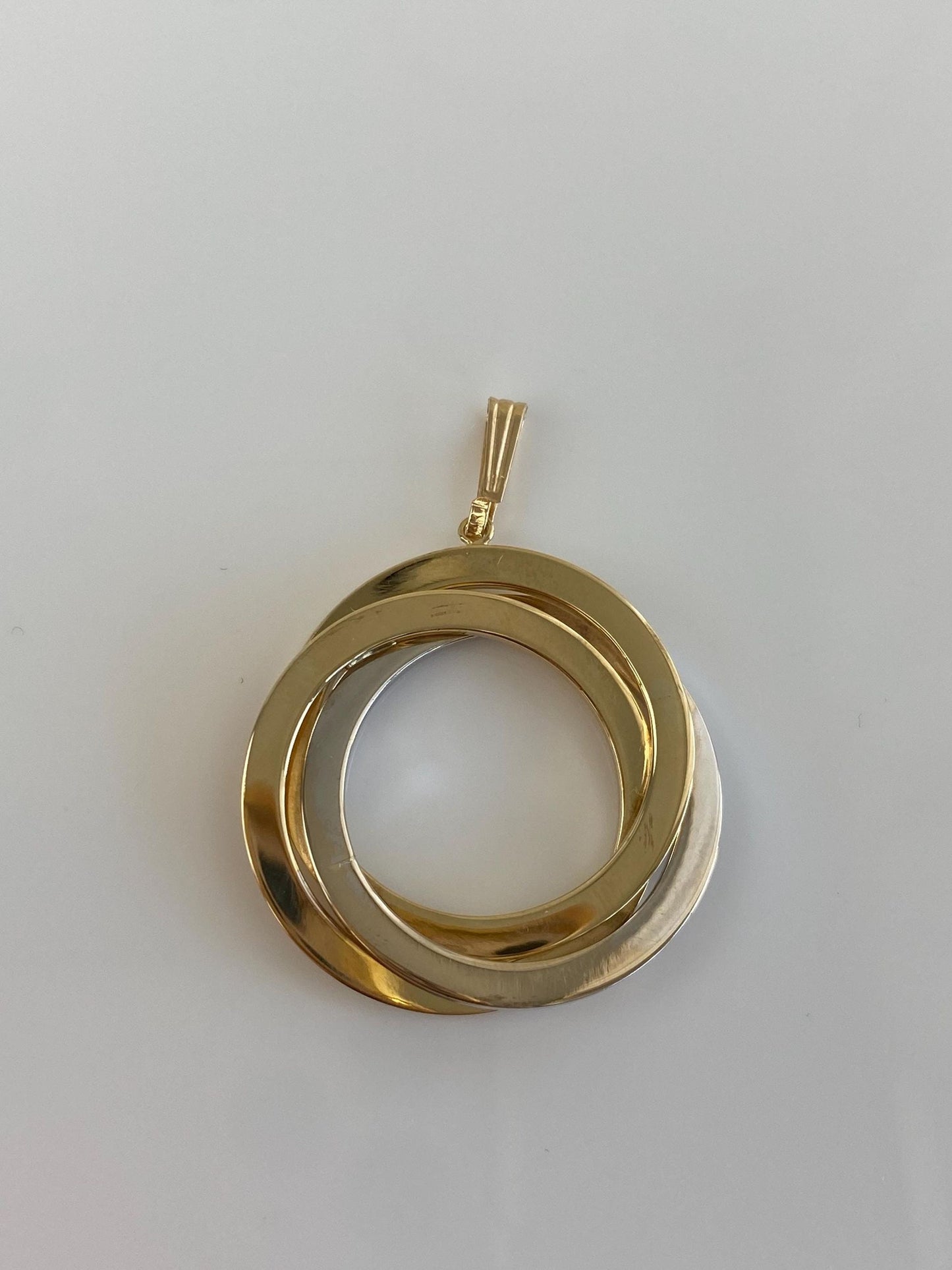 Vintage 14k White & Yellow Gold Circles Charm