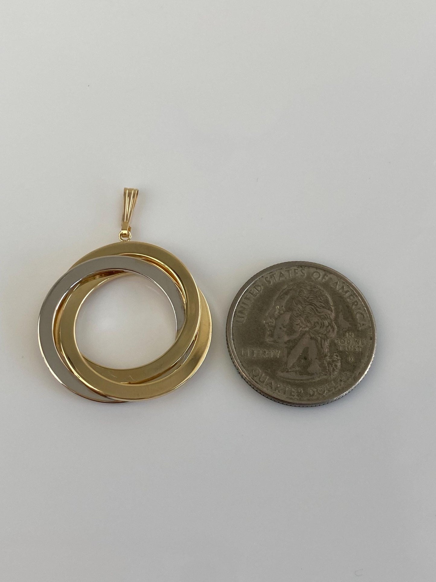 Vintage 14k White & Yellow Gold Circles Charm
