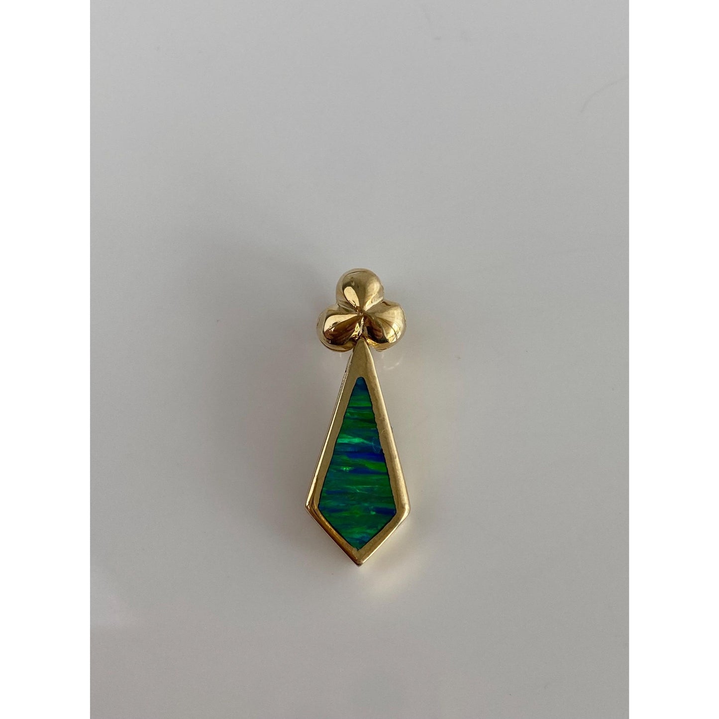 Solid 14k Yellow Gold Opal Inlay Charm