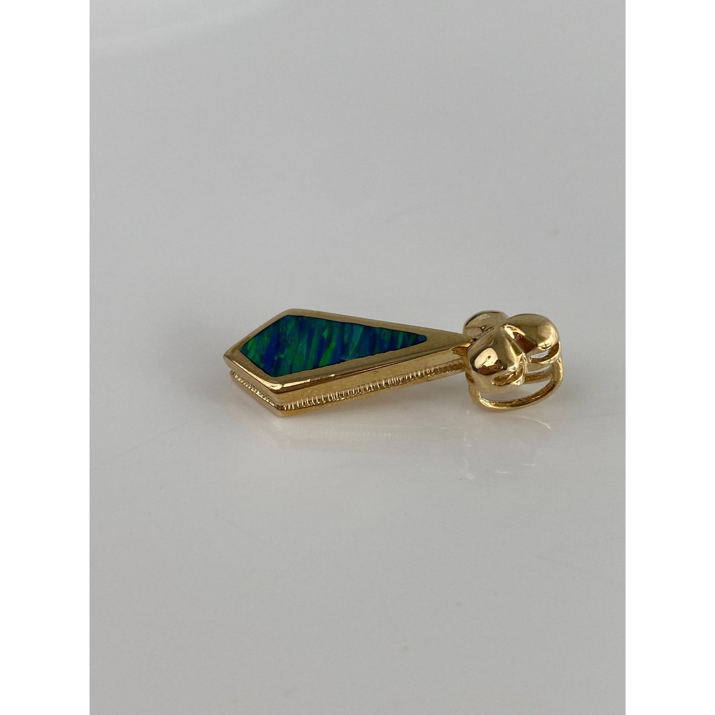 Solid 14k Yellow Gold Opal Inlay Charm