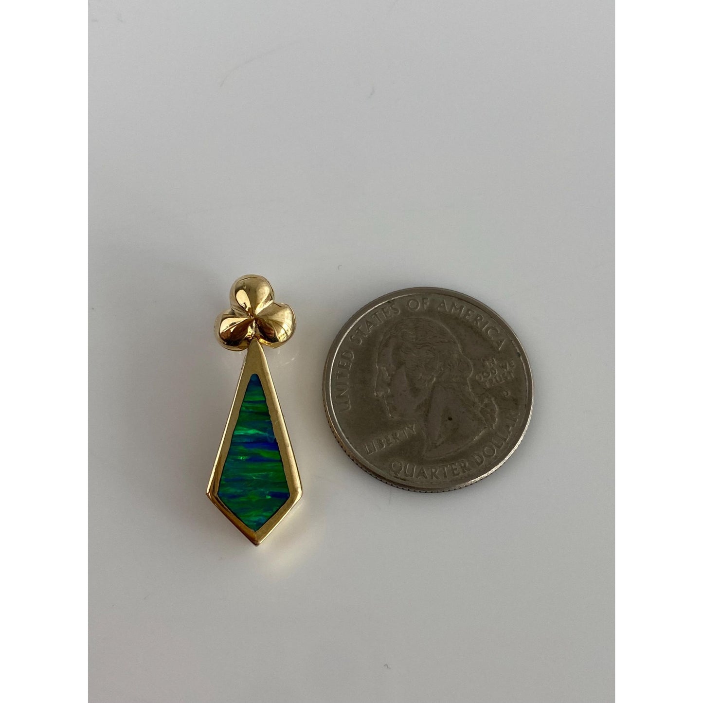 Solid 14k Yellow Gold Opal Inlay Charm