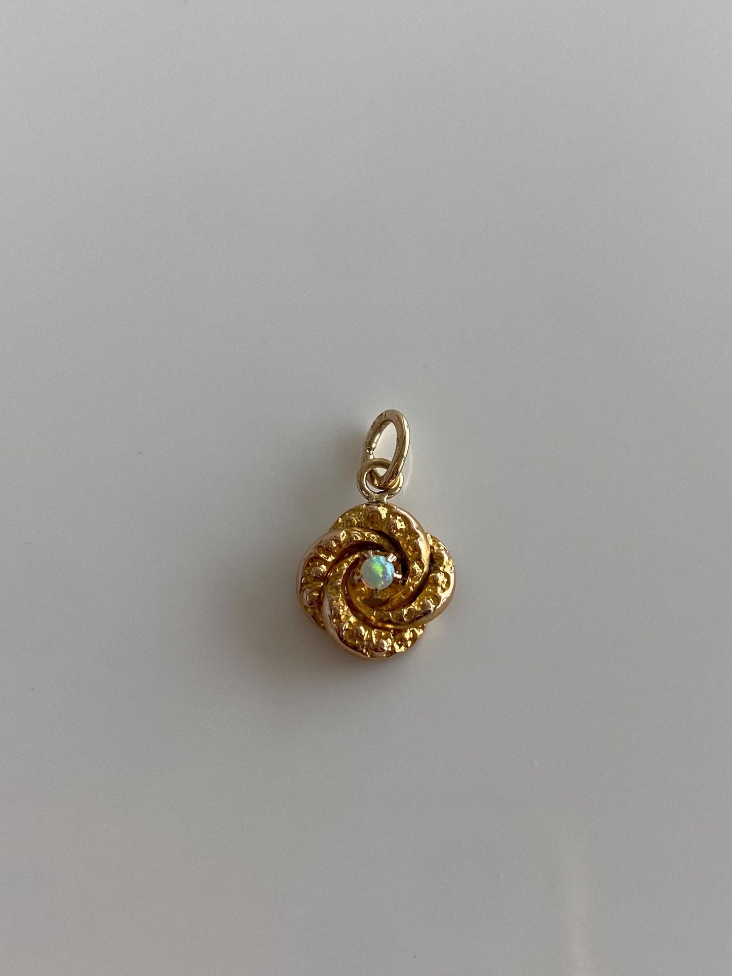 Vintage Solid 14k Yellow Gold Opal Textured Knot Charm