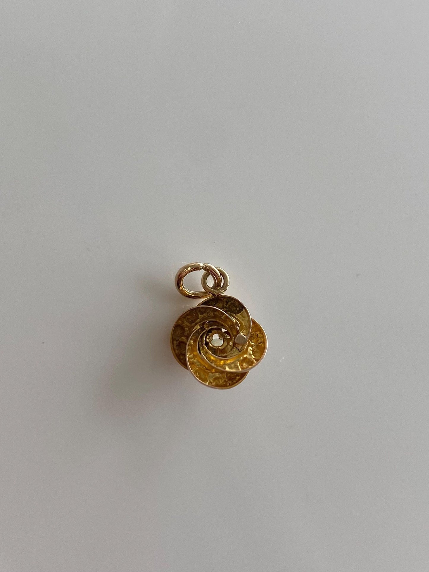Vintage Solid 14k Yellow Gold Opal Textured Knot Charm