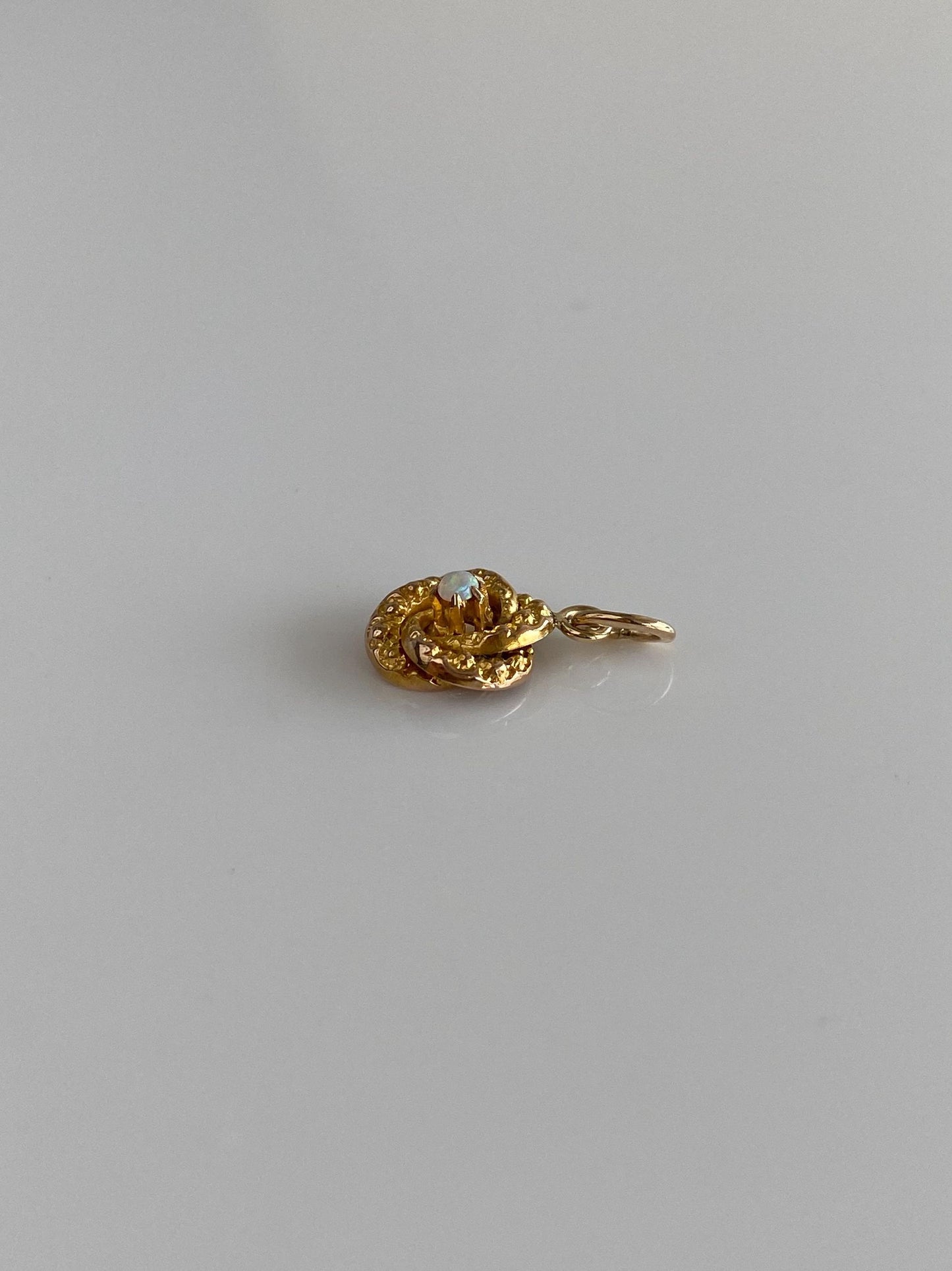 Vintage Solid 14k Yellow Gold Opal Textured Knot Charm