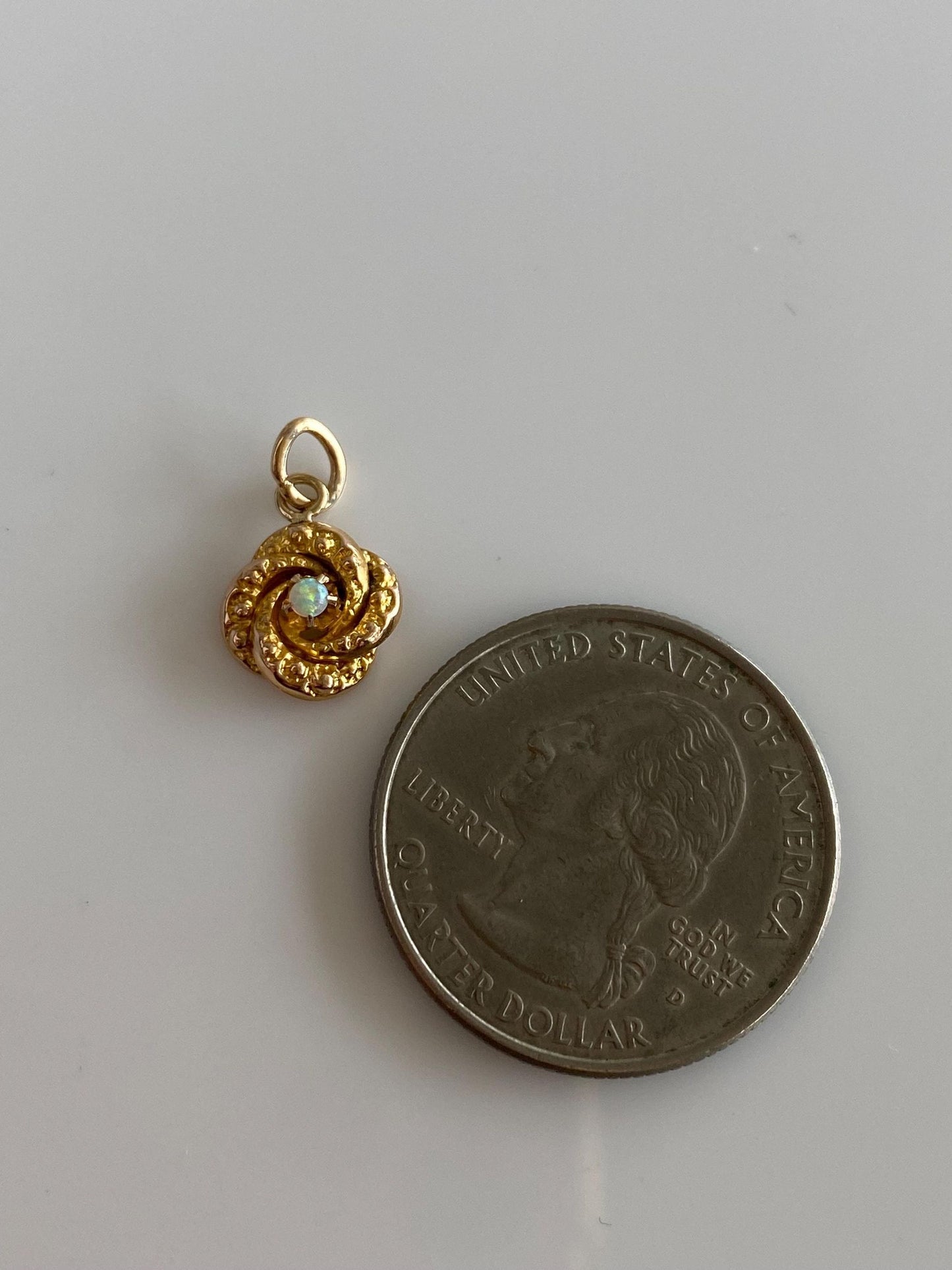 Vintage Solid 14k Yellow Gold Opal Textured Knot Charm