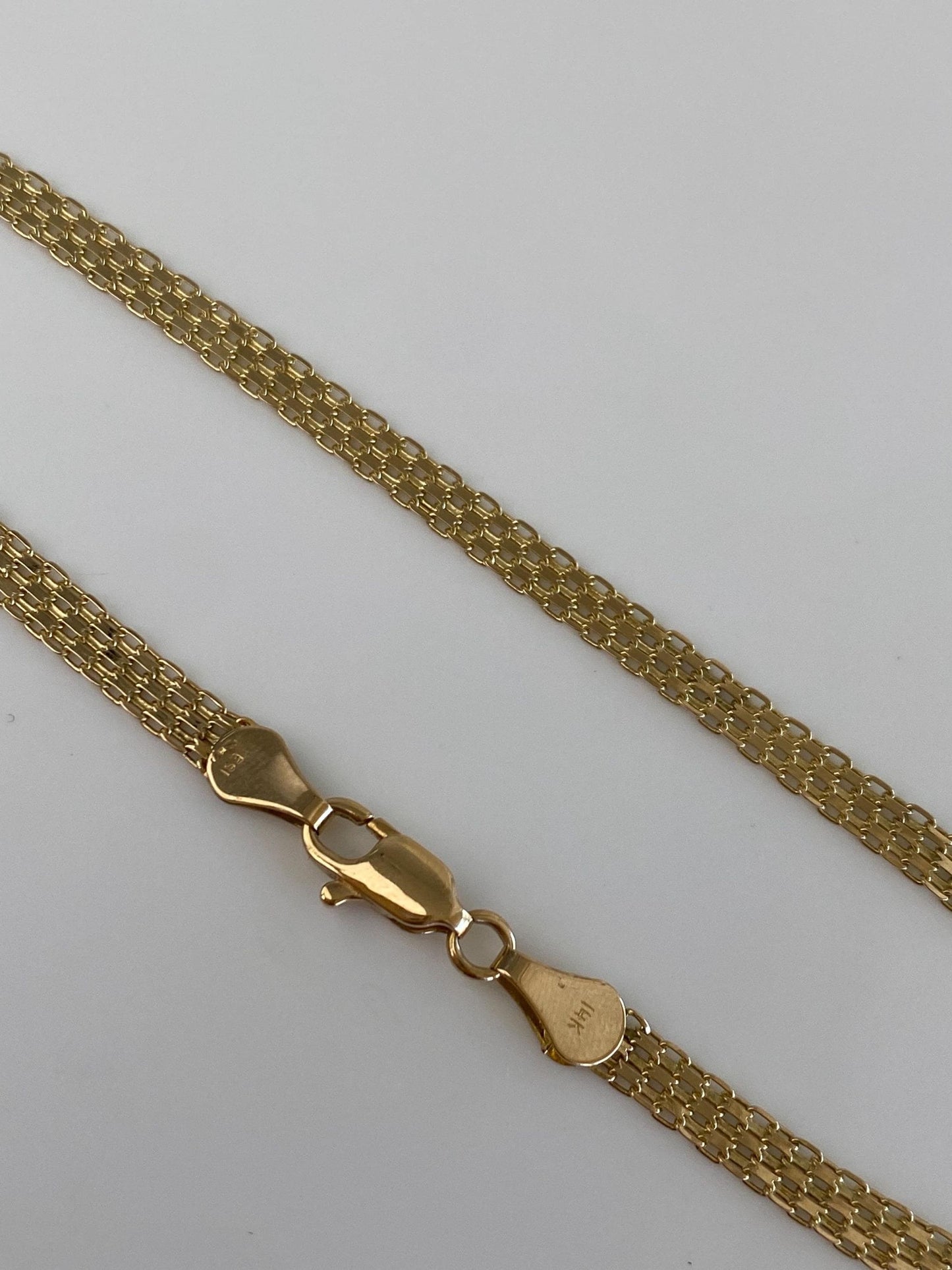 Vintage Solid 14k Yellow Gold Bismark Chain Bracelet Anklet - 9.25 inches
