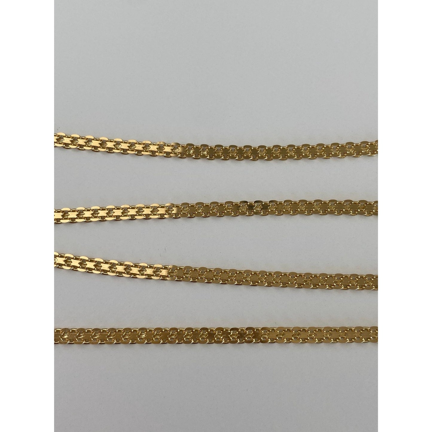 Vintage Solid 18k Yellow Gold Flat Bismark Chain Necklace - 19.75 inches