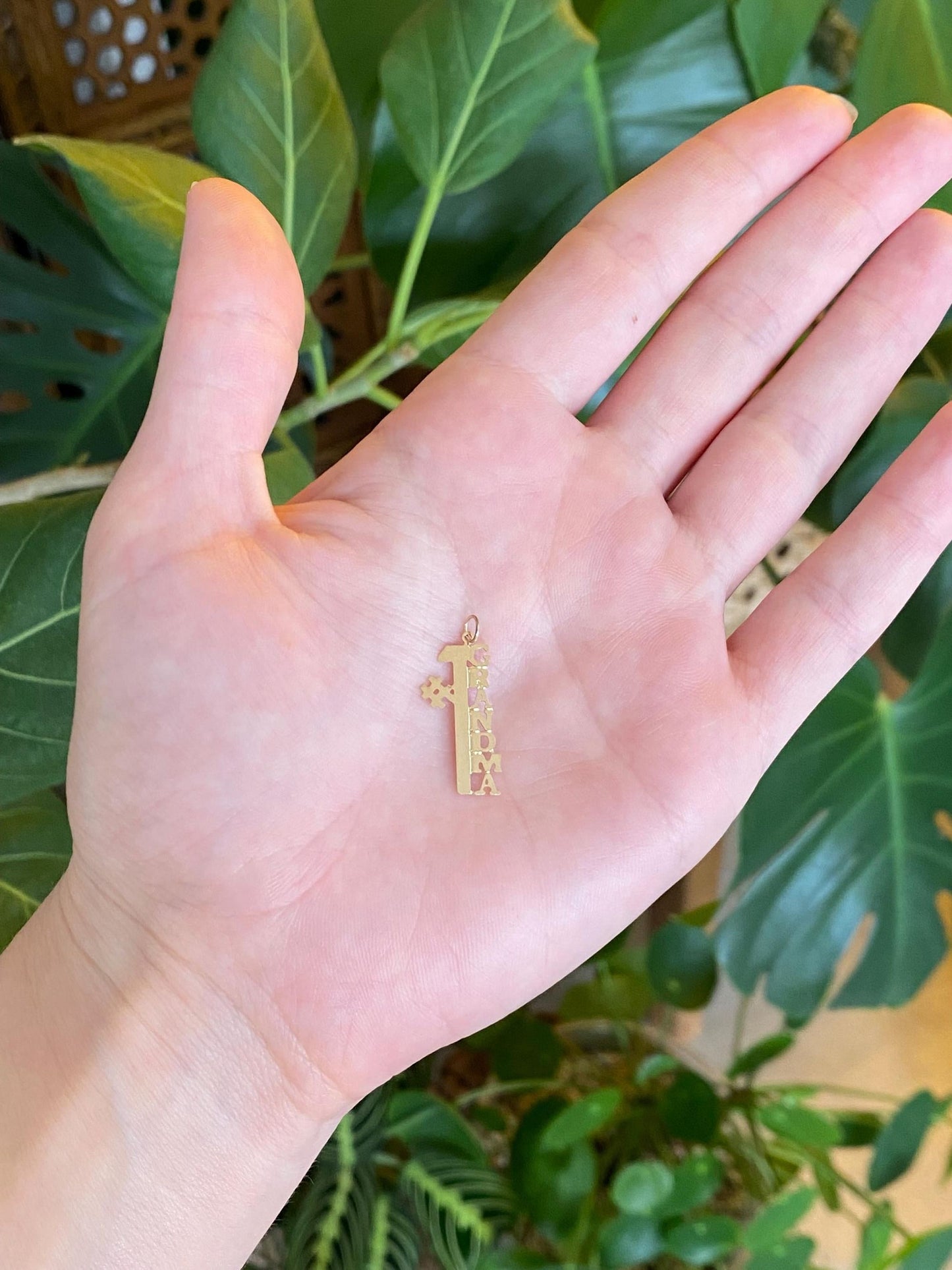 Vintage Solid 14k Yellow Gold #1 Grandma Charm