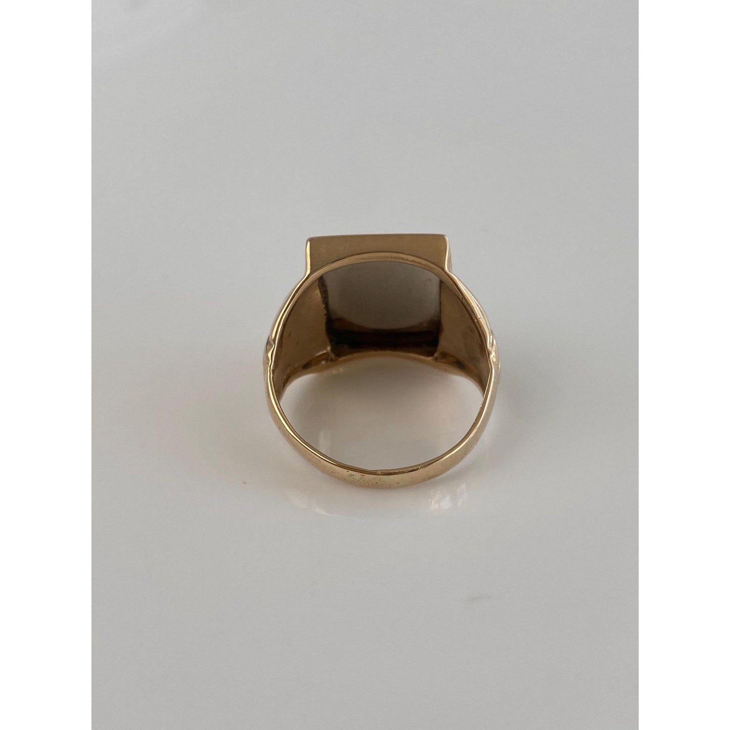 Vintage Solid 10k Yellow Gold & Sterling Silver Roman Cameo Signet Ring - Size 7.75