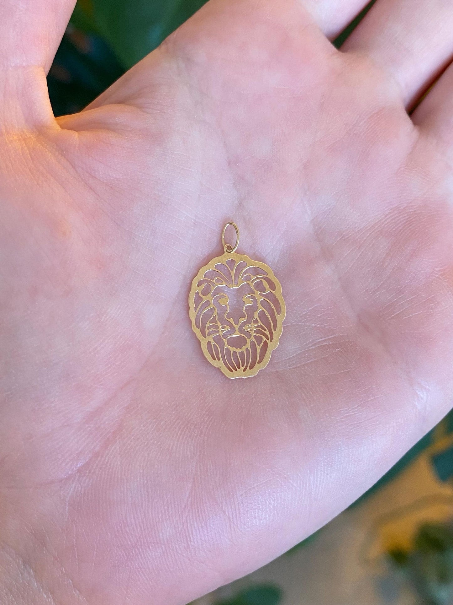 Vintage Solid 14k Yellow Gold Open Work Lion Charm