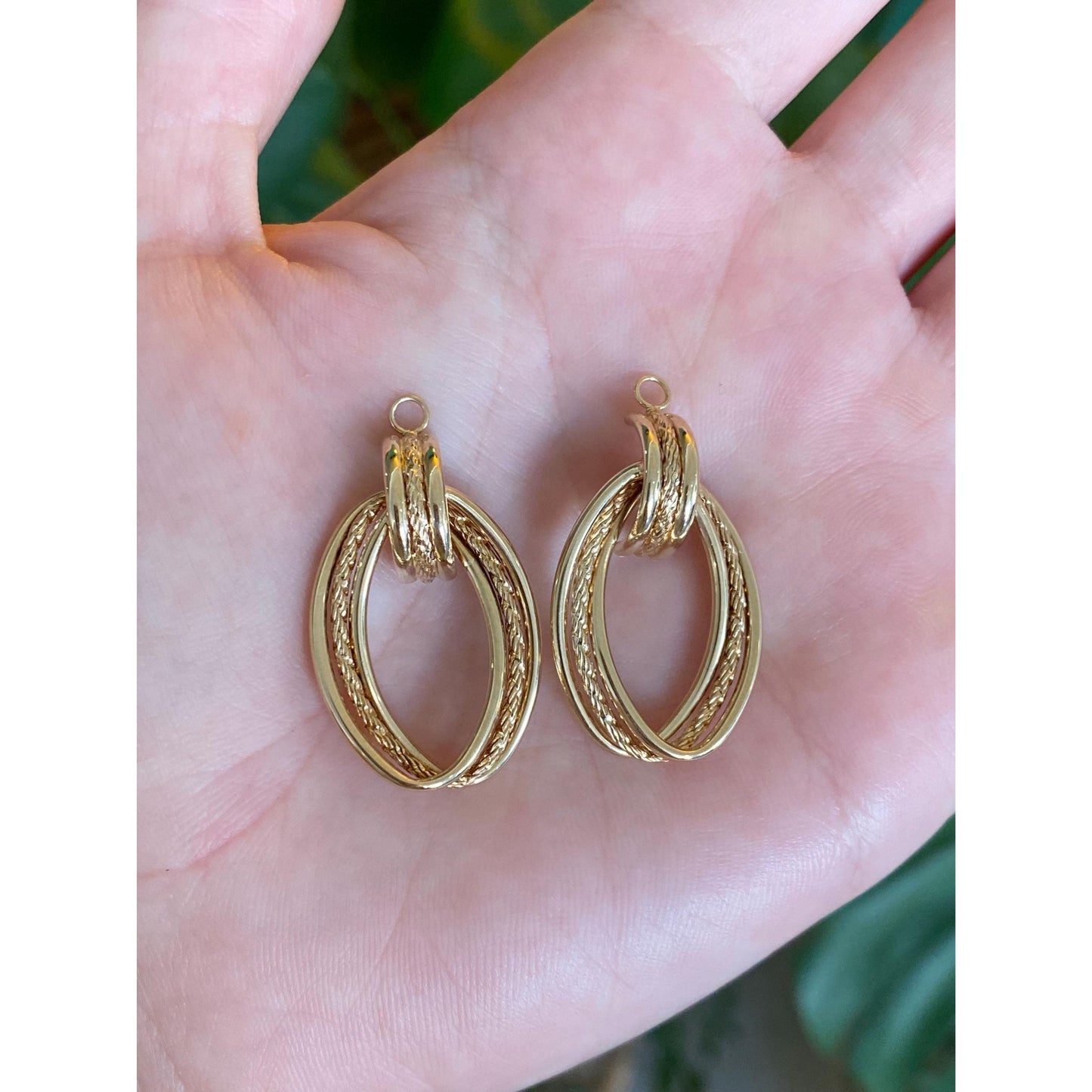 Vintage 14k Yellow Gold Layered Earring Jackets