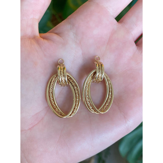 Vintage 14k Yellow Gold Layered Earring Jackets