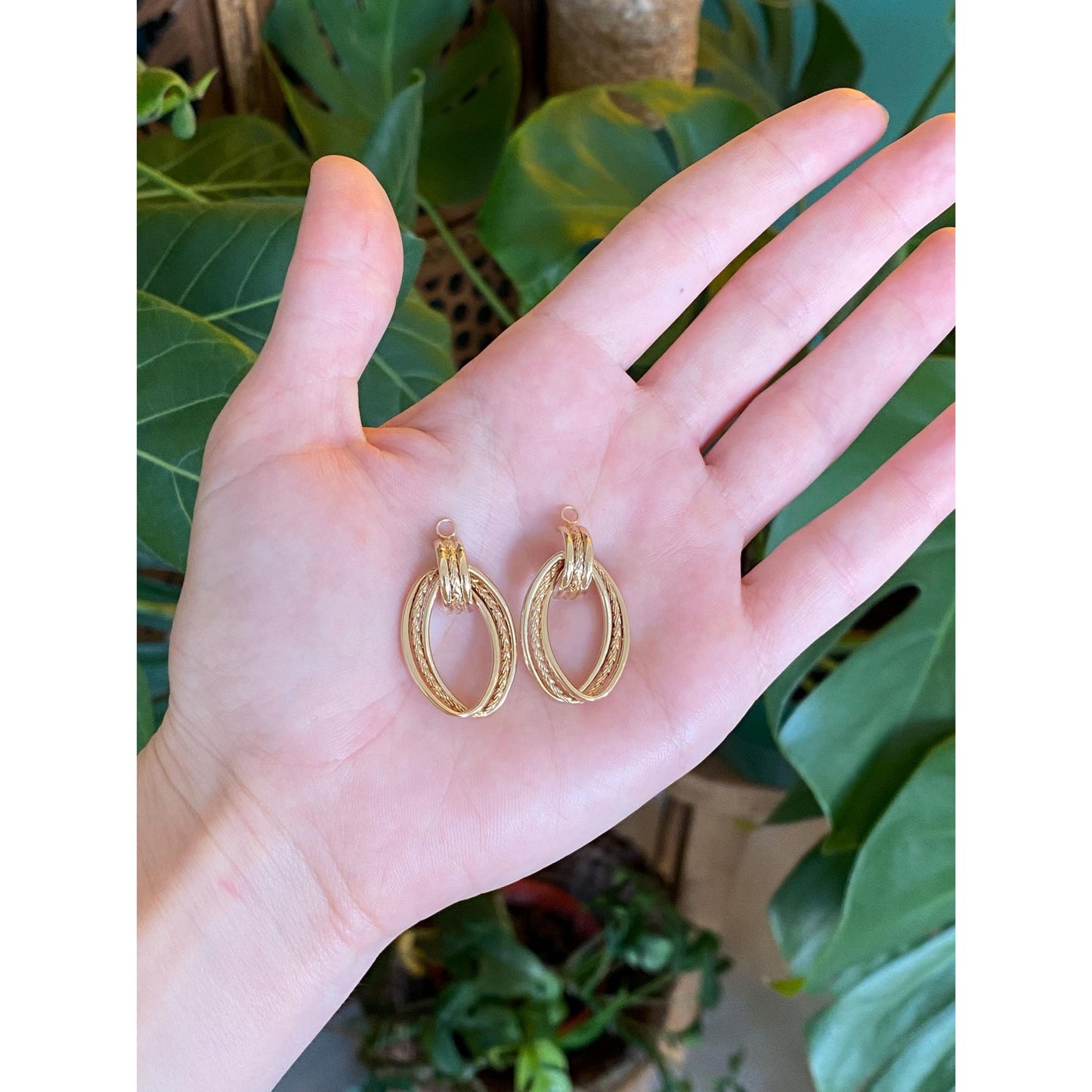 Vintage 14k Yellow Gold Layered Earring Jackets