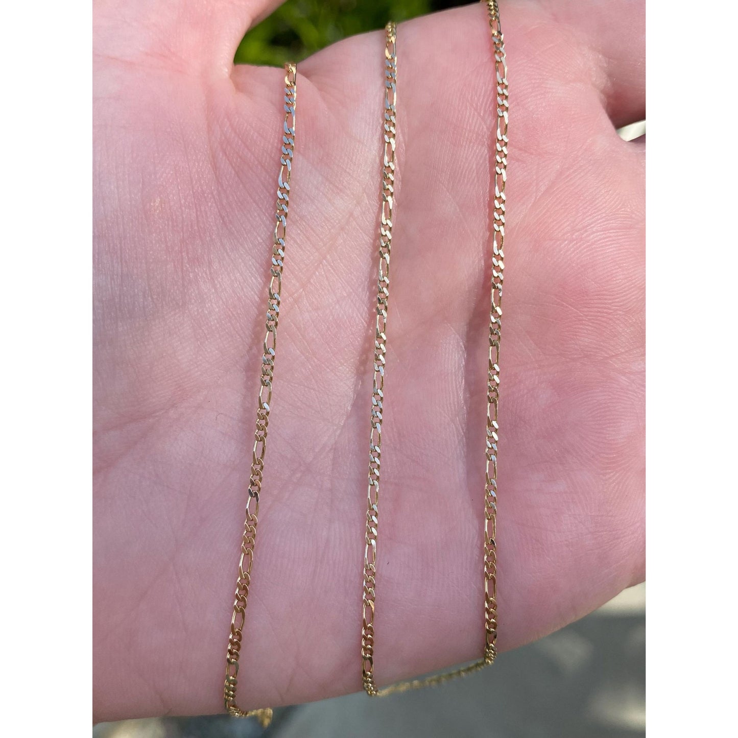 Vintage Solid 14k Yellow Gold Figaro Chain Necklace - 24.75 inches